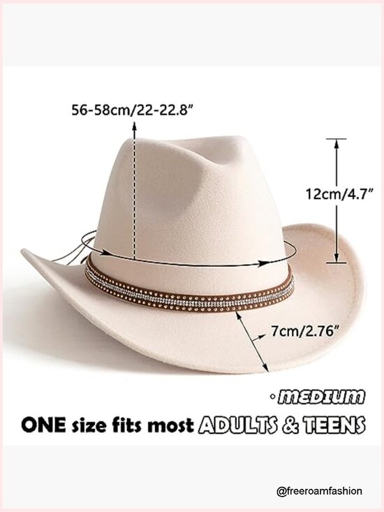 Classic Wide Brim Western Cowboy Hat - Adjustable Unisex Felt